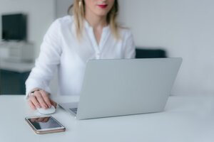 woman working on a laptop